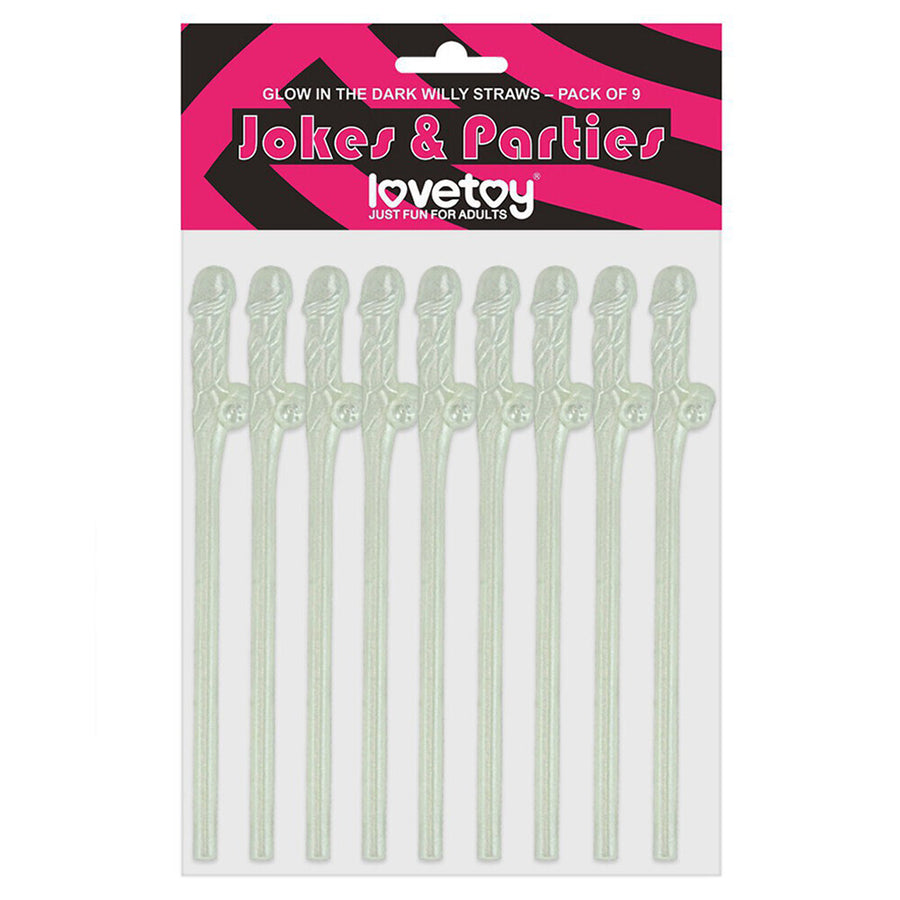 Lovetoy Pack Of 9 Willy Straws Glow In The Dark - Eroticon Ltd