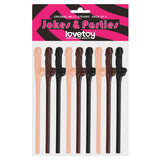 Lovetoy Pack Of 9 Willy Straws Black Brown And Pink - Eroticon Ltd