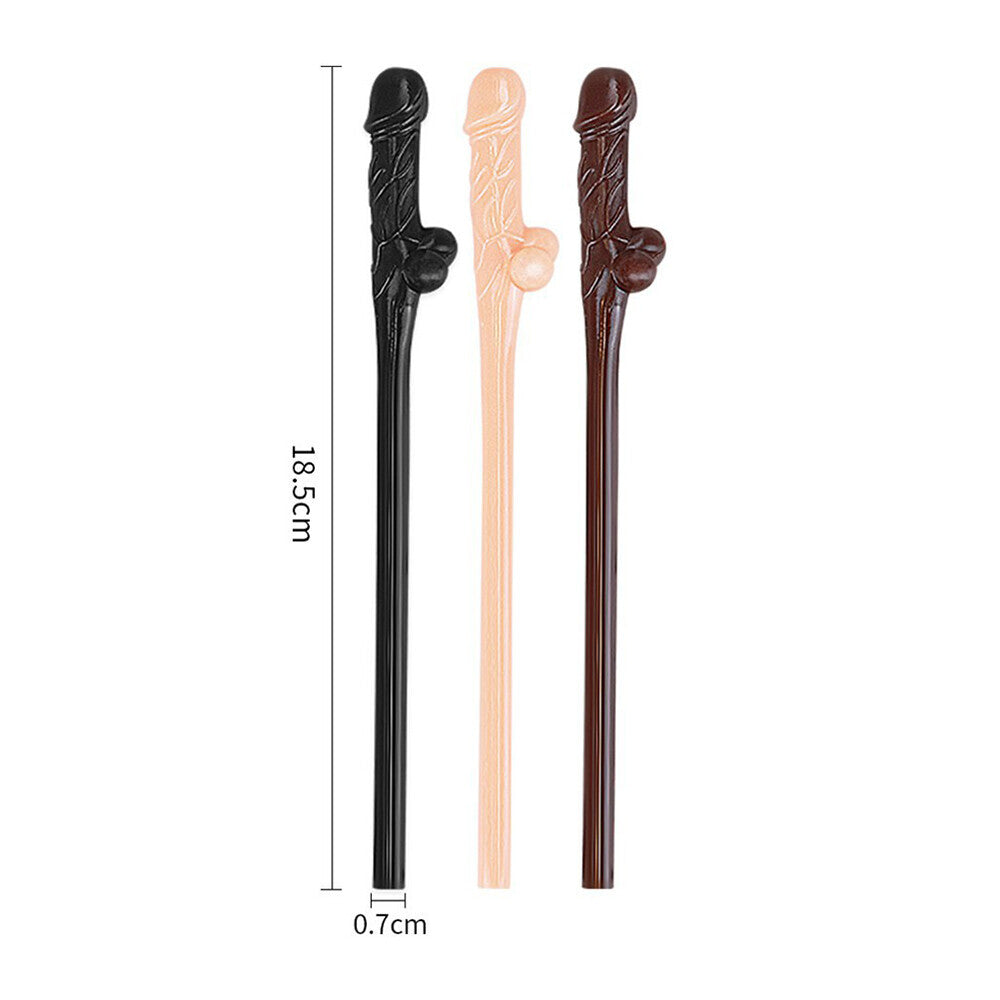 Lovetoy Pack Of 9 Willy Straws Black Brown And Pink - Eroticon Ltd