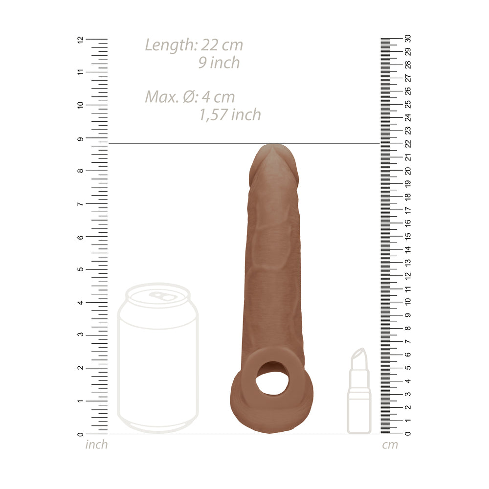 RealRock 9 Inch Penis Sleeve Flesh Tan - Eroticon Ltd
