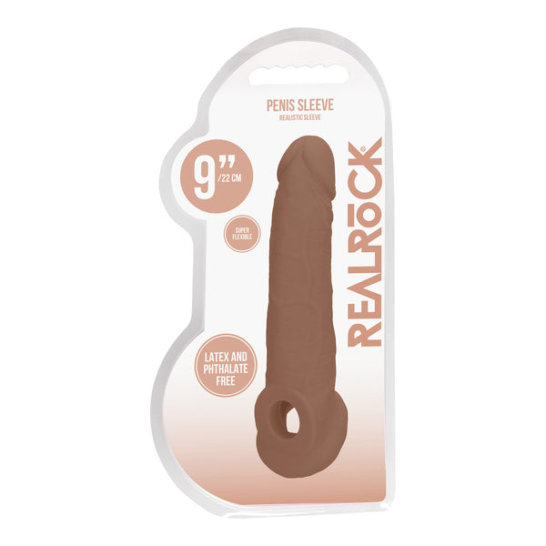 RealRock 9 Inch Penis Sleeve Flesh Tan - Eroticon Ltd