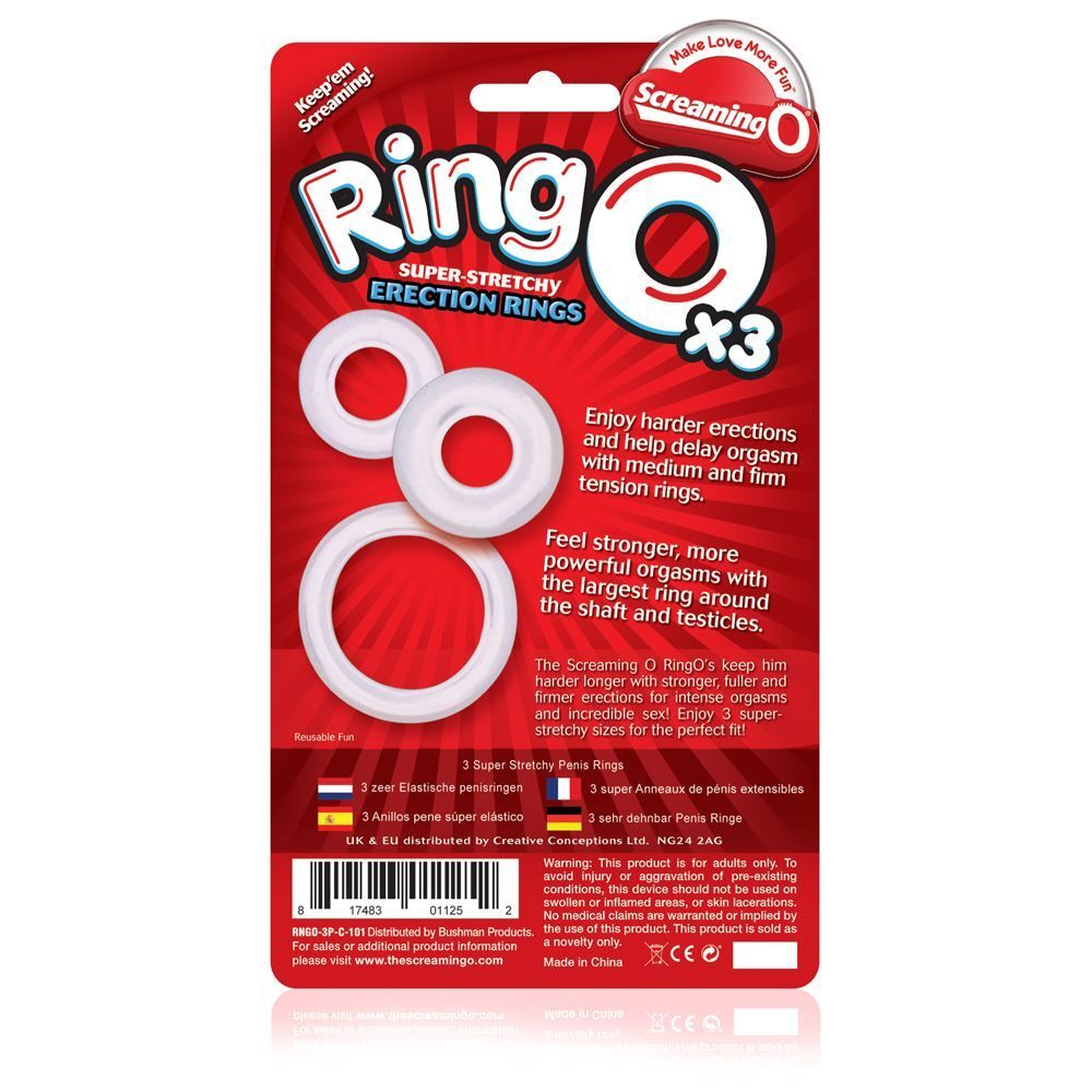 Screaming O RingO x3 Clear Cock Rings - Eroticon Ltd