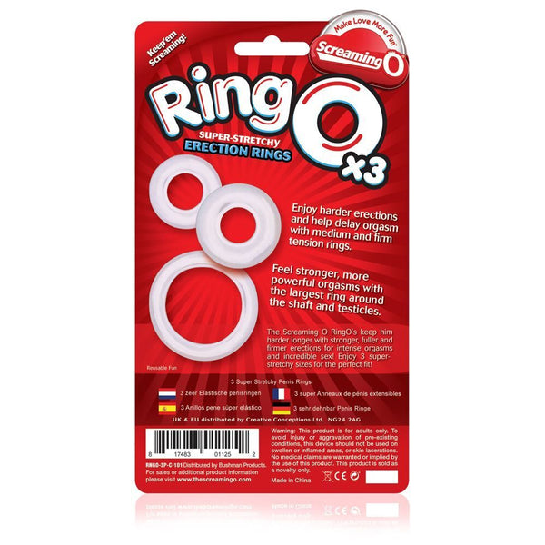 Screaming O RingO x3 Clear Cock Rings - Eroticon Ltd