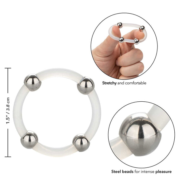 Steel Beaded Silicone Ring Large - Eroticon Ltd