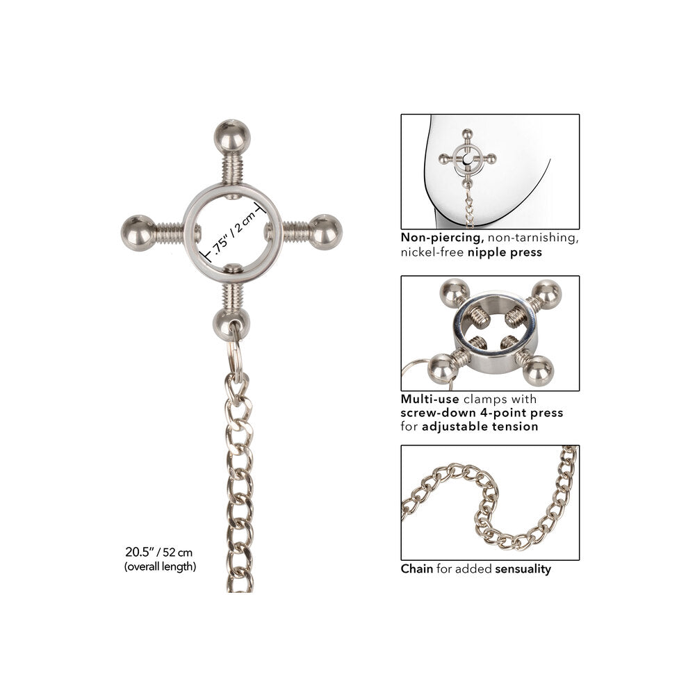 Nipple Grips 4 Point Nipple Press With Chain - Eroticon Ltd