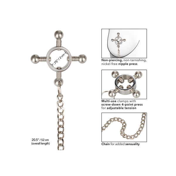 Nipple Grips 4 Point Nipple Press With Chain - Eroticon Ltd