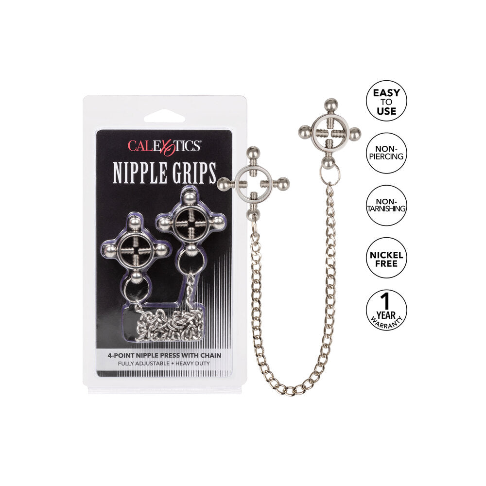 Nipple Grips 4 Point Nipple Press With Chain - Eroticon Ltd