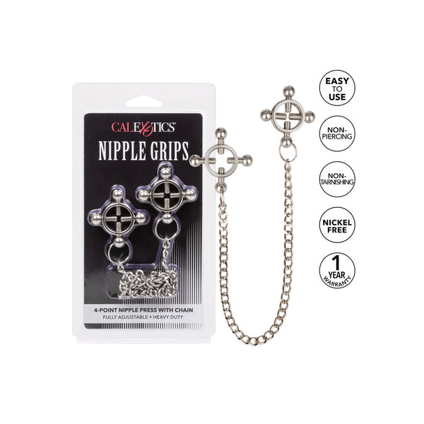 Nipple Grips 4 Point Nipple Press With Chain - Eroticon Ltd