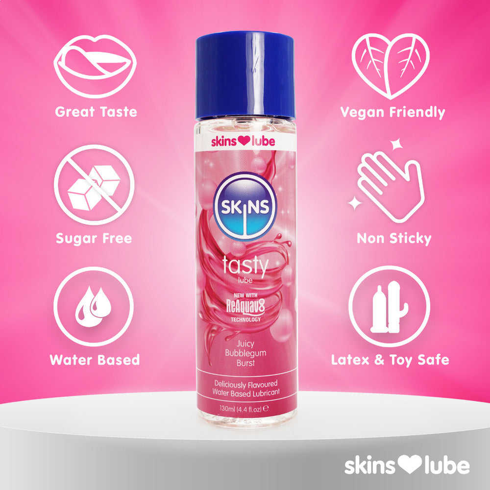Skins Juicy Bubblegum Blast Waterbased Lubricant 130ml - Eroticon Ltd